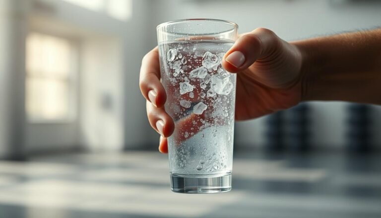 água com gás após treino