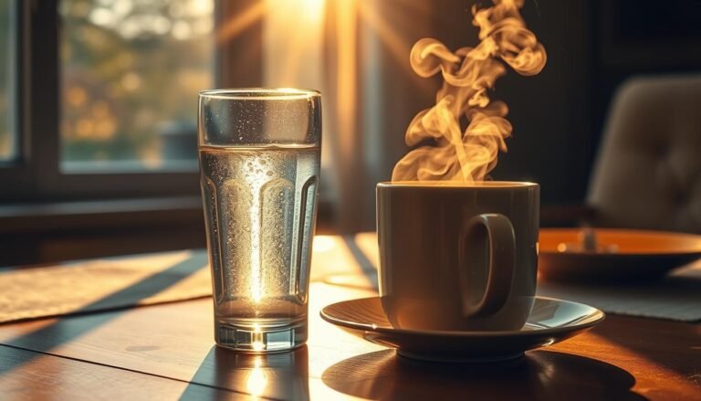 água com gás no café da manhã